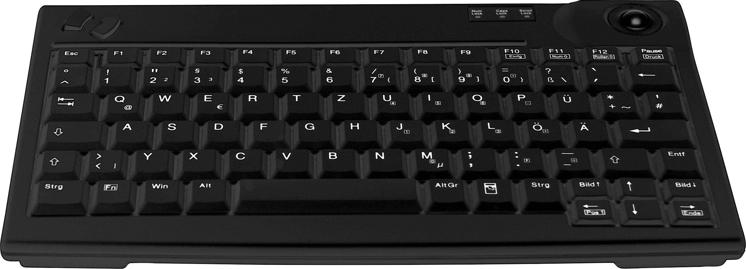 Active Key AK-440 USB Tastatur US-Englisch, QWERTY Schwarz Integrierter Trackball