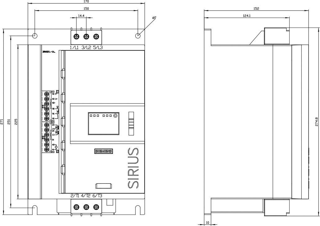 Siemens 3RW5213-1AC14 3RW52131AC14 Sanftstarter Motorleistung bei 400V 5.5kW Motorleistung bei 230V 3kW 200 V, 480V Nennstrom 13A