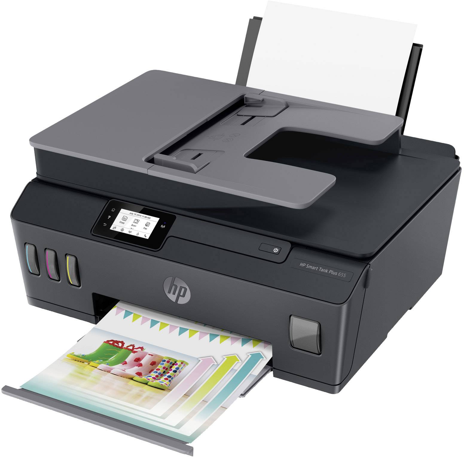 HP Smart Tank Plus 655 Multifunktionsdrucker Tintenstrahl Farbe A4 Drucker, Scanner, Kopierer, Fax ADF, Bluetooth®, Tintentank-System, USB, WLAN