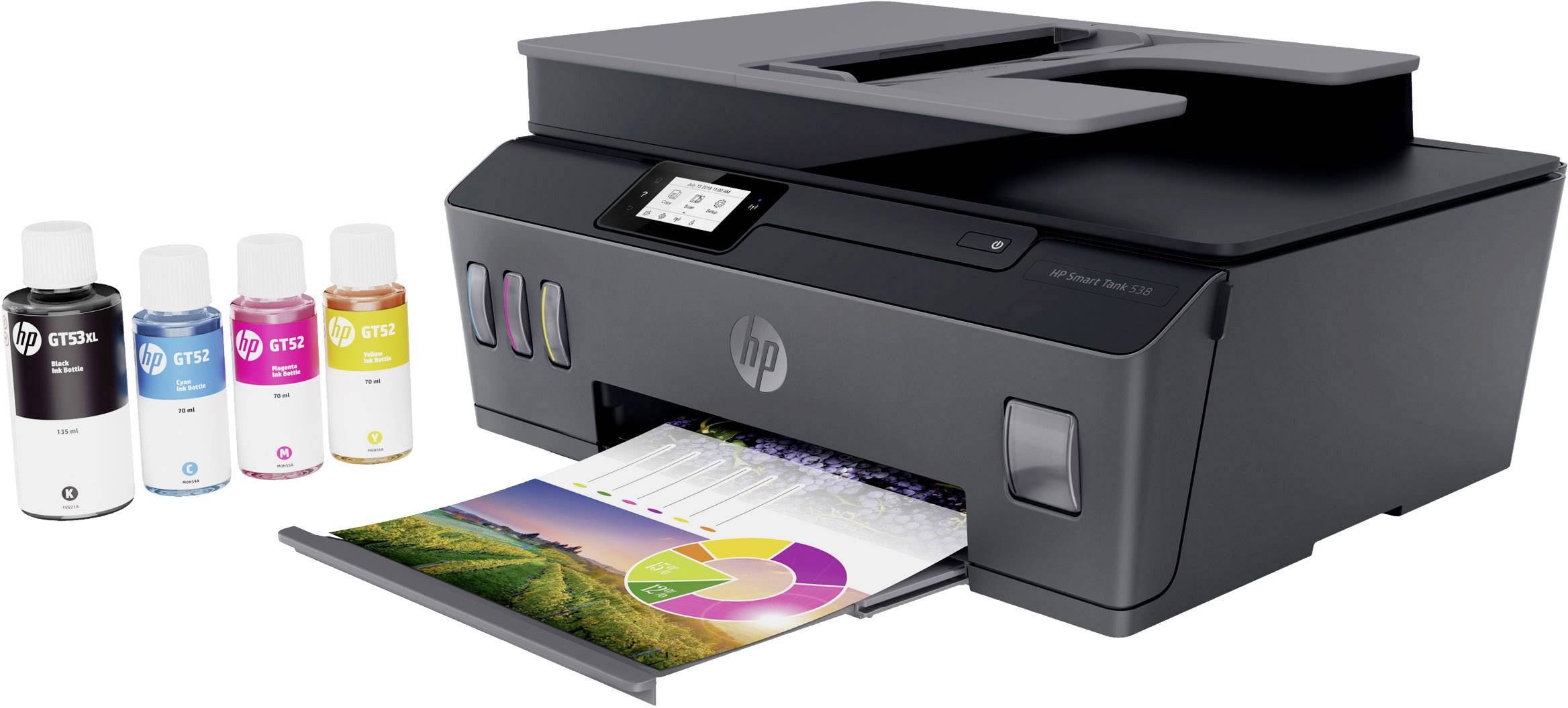 HP Smart Tank Plus 570 Multifunktionsdrucker Tintenstrahl Farbe A4 Drucker, Scanner, Kopierer ADF, Bluetooth®, Tintentank-System, USB, WLAN