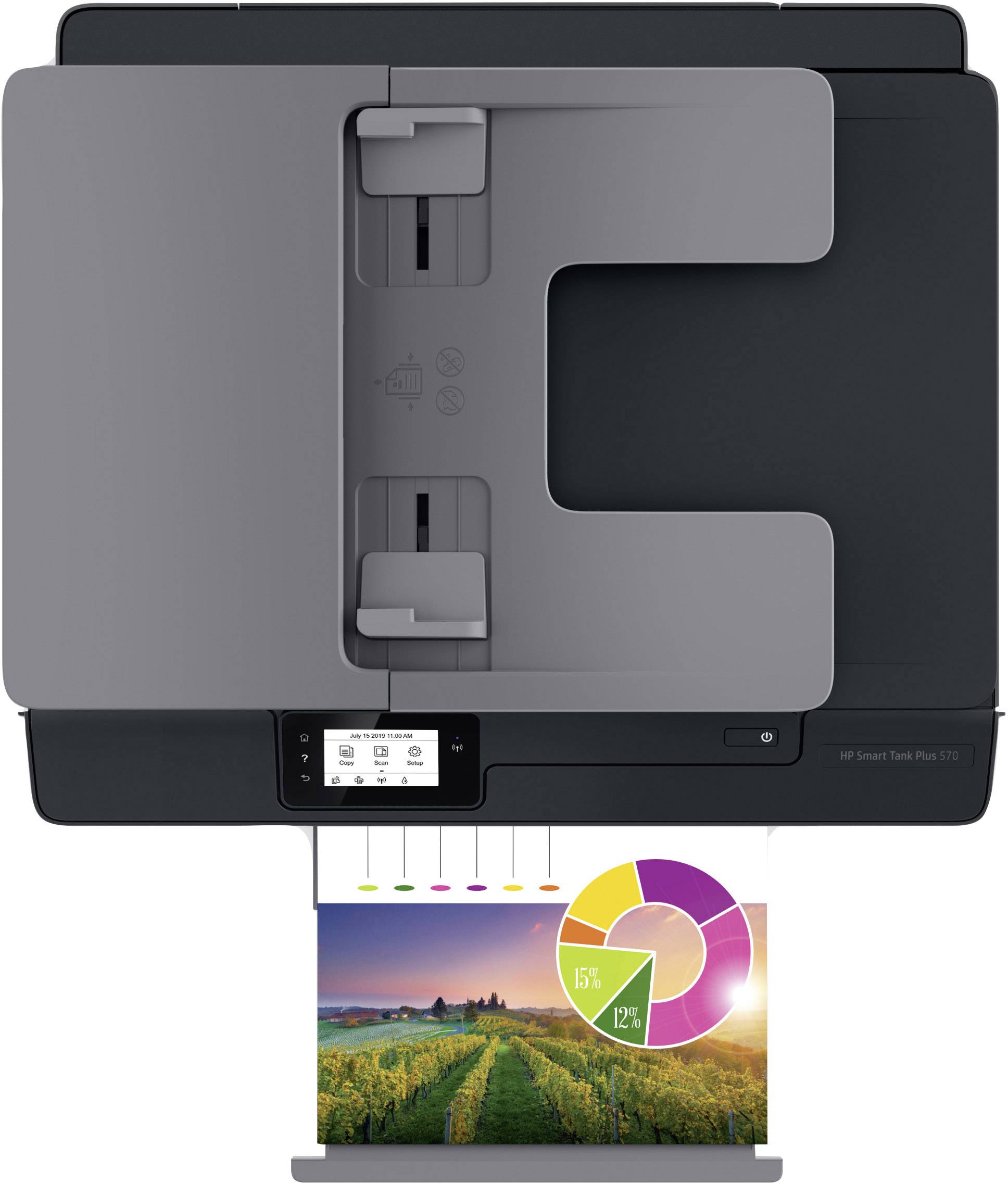 HP Smart Tank Plus 570 Multifunktionsdrucker Tintenstrahl Farbe A4 Drucker, Scanner, Kopierer ADF, Bluetooth®, Tintentank-System, USB, WLAN