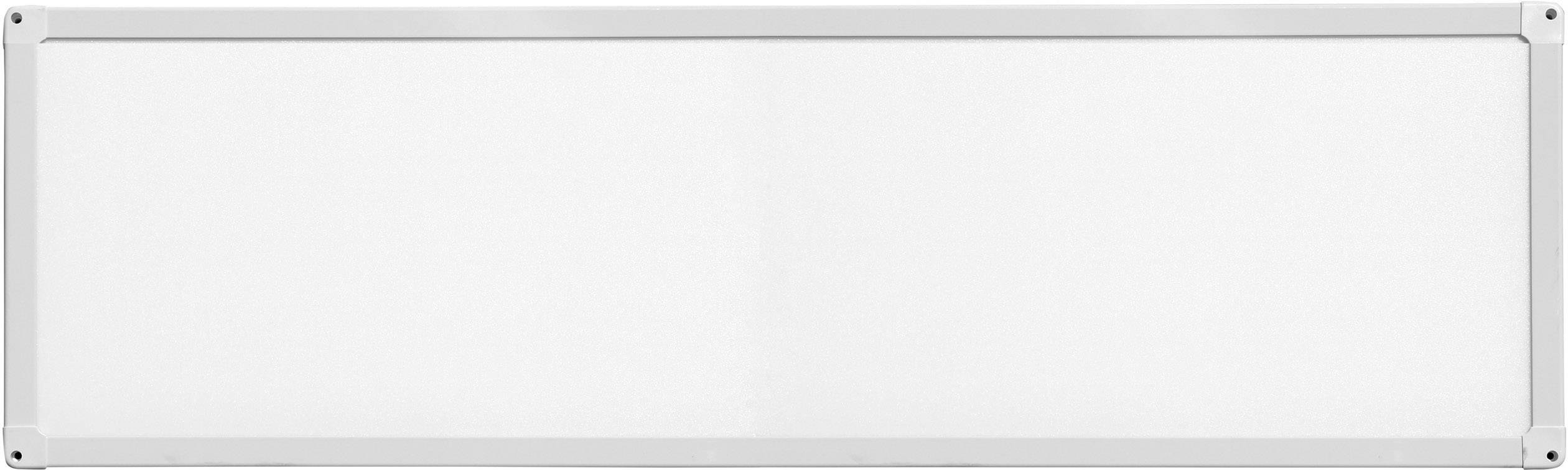 Ein leeres, weißes rechteckiges Schild mit einem einfachen Rahmen. Das Schild ist unbeschriftet und dient dekorativen Zwecken.