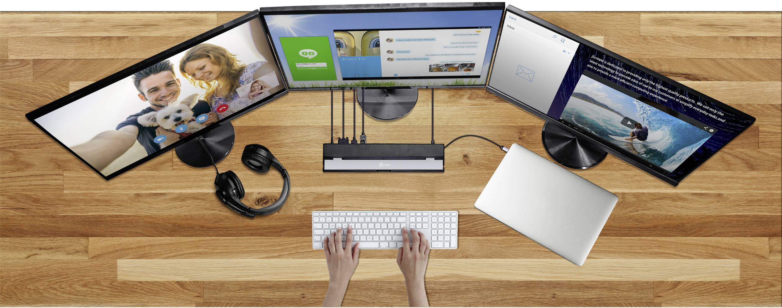 j5create USB-C® Dockingstation JCD543 Triple Display Docking Station Passend für Marke Dockingstations: Universal inkl. Ladefunktion