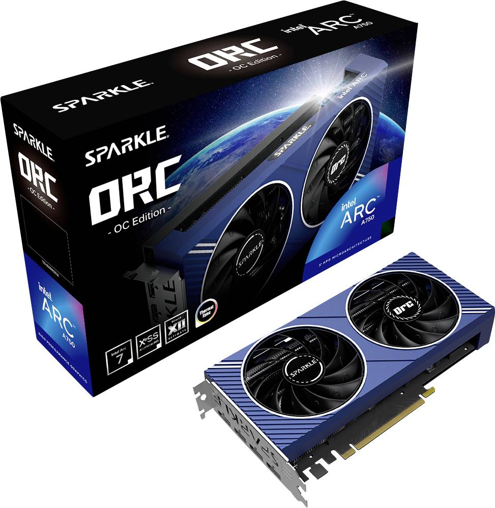 Sparkle Grafikkarte Intel Arc™ A750 ORC OC 8GB GDDR6-RAM PCIe x16 HDMI®, DisplayPort RGB Beleuchtung, Übertaktet / Overclocked