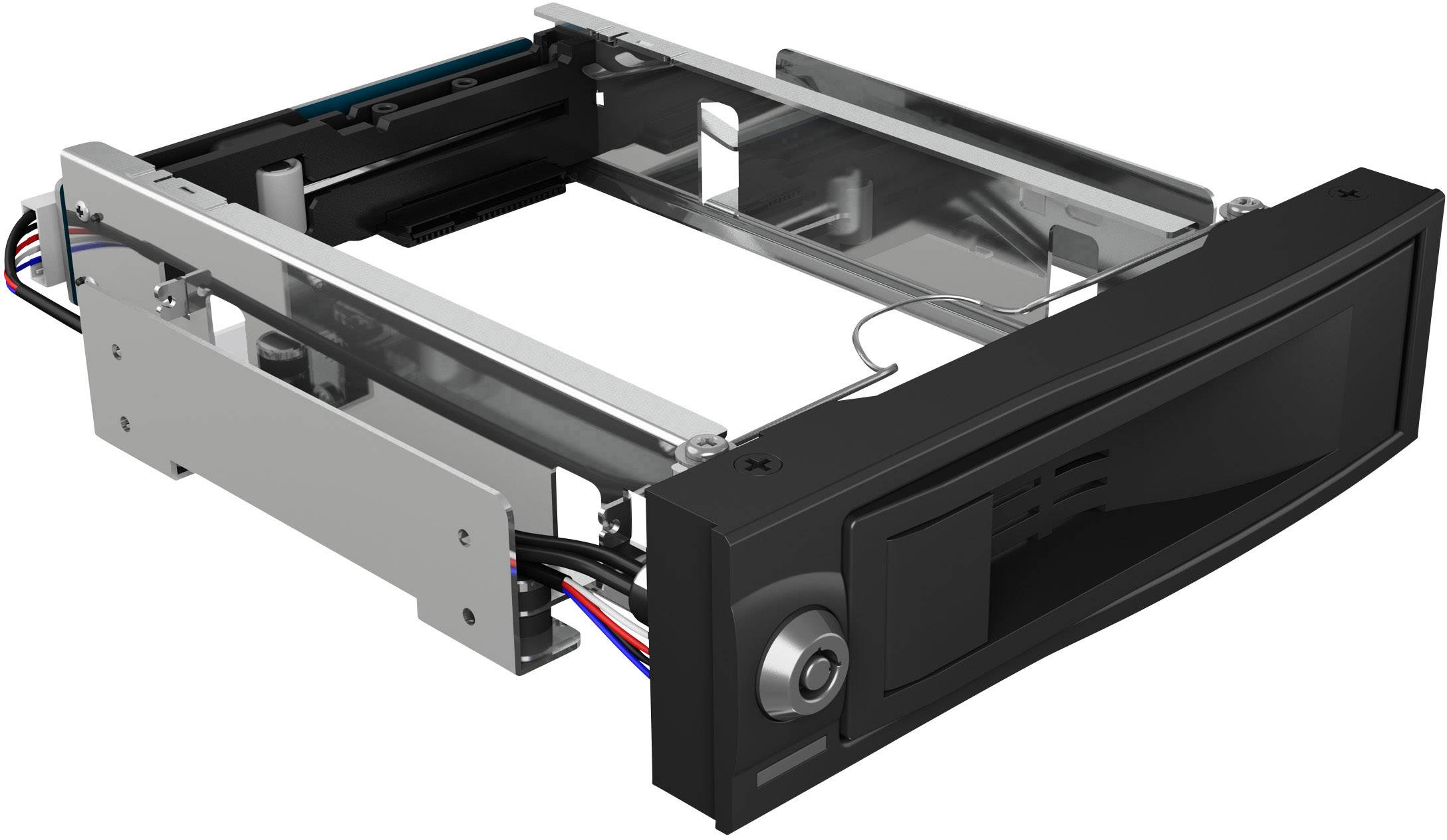 IB-167SSK, Wechselrahmen, 1x 3,5" SATA/SAS HDD zu 1x SATA Host, EasySwap trägerlos, Schloß mit Stromschalter
