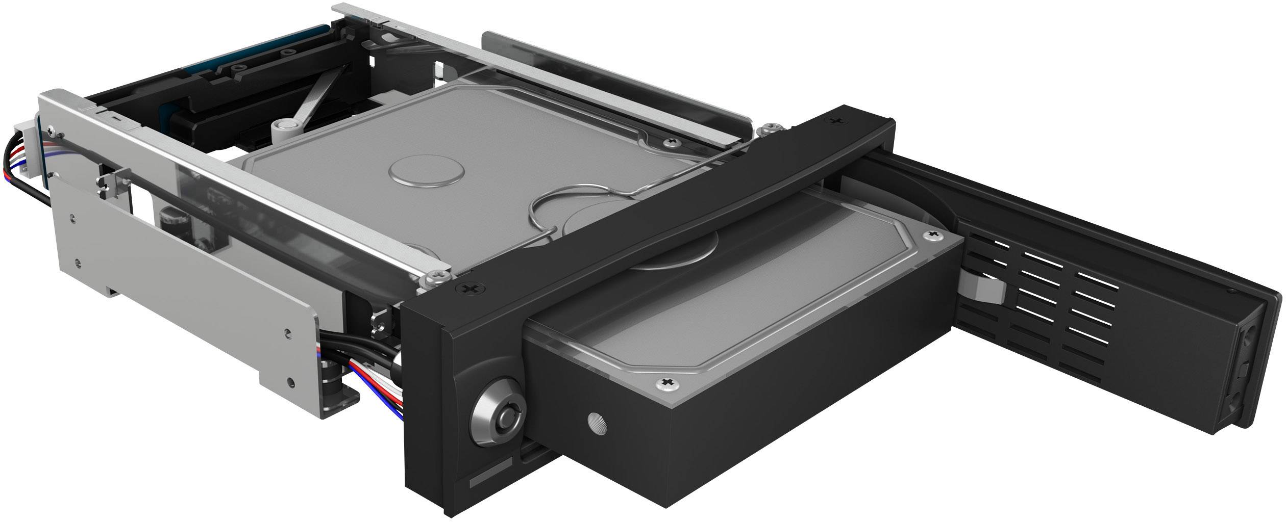 IB-167SSK, Wechselrahmen, 1x 3,5" SATA/SAS HDD zu 1x SATA Host, EasySwap trägerlos, Schloß mit Stromschalter