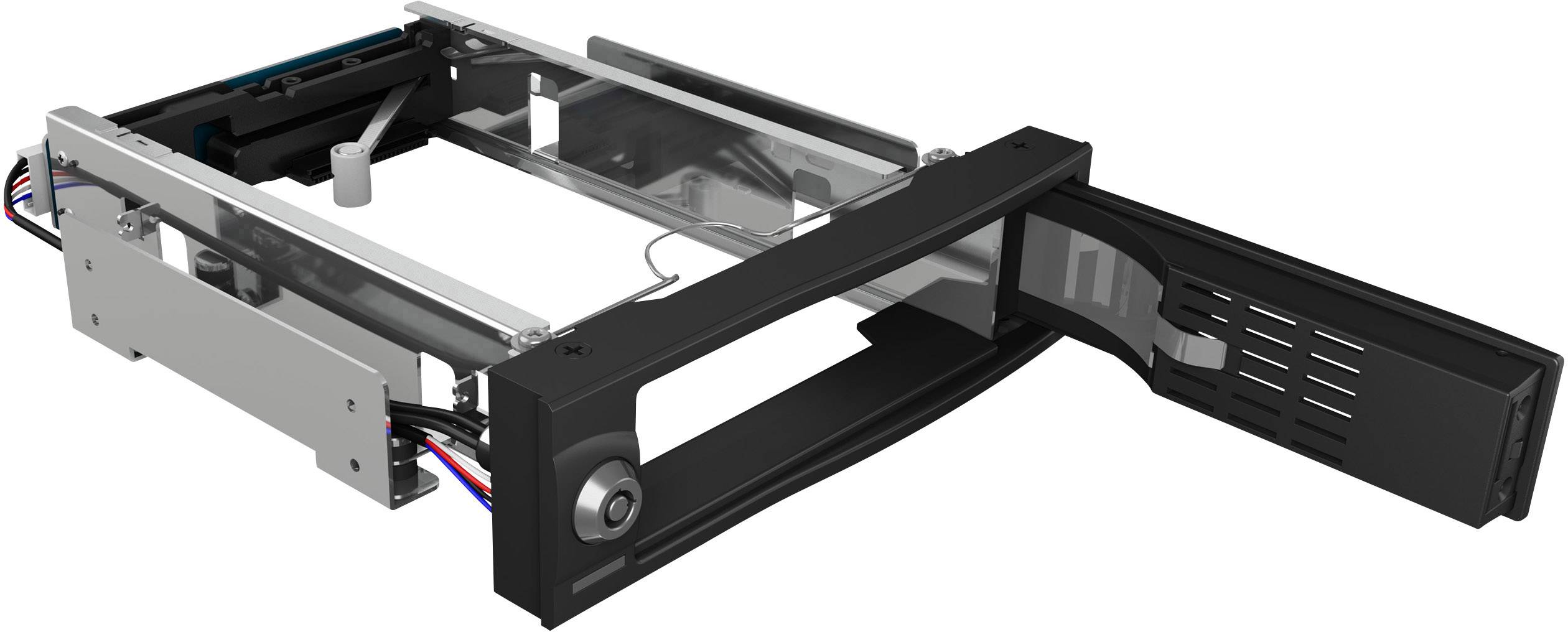 IB-167SSK, Wechselrahmen, 1x 3,5" SATA/SAS HDD zu 1x SATA Host, EasySwap trägerlos, Schloß mit Stromschalter