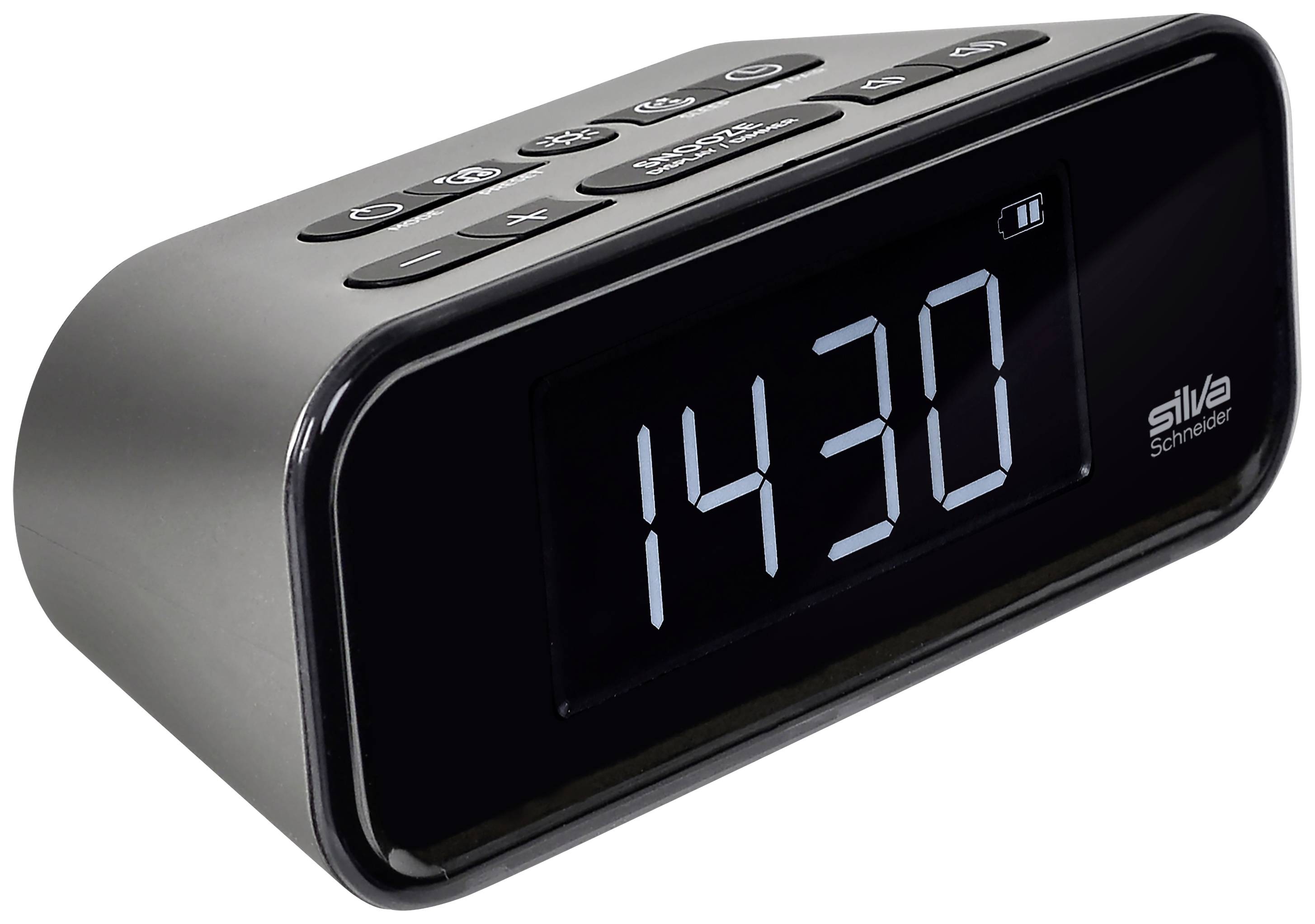 Silva Schneider UR 4200 BT Radiowecker UKW UKW, Bluetooth® Weckfunktion, Akku-Ladefunktion, wiederaufladbar Schwarz