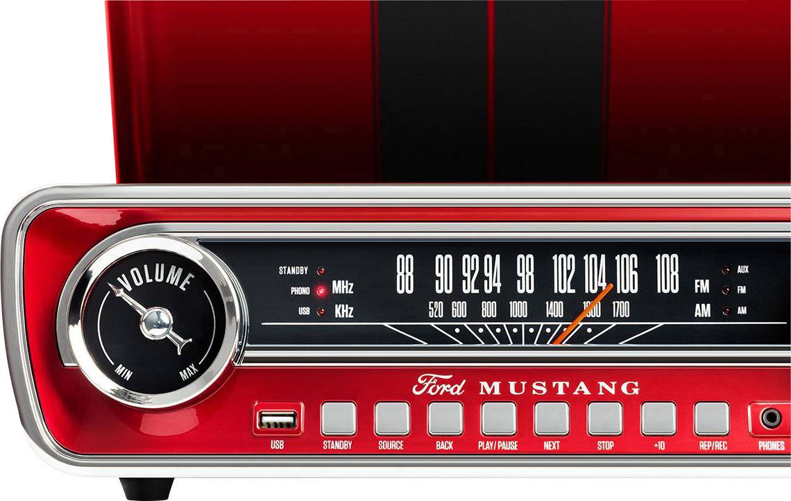 ION Audio Mustang LP Plattenspieler Riemenantrieb Rot