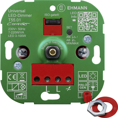 Ehmann 5500x0100 Drehdimmer Geeignet für Leuchtmittel: LED-Lampe, Halogenlampe, Glühlampe