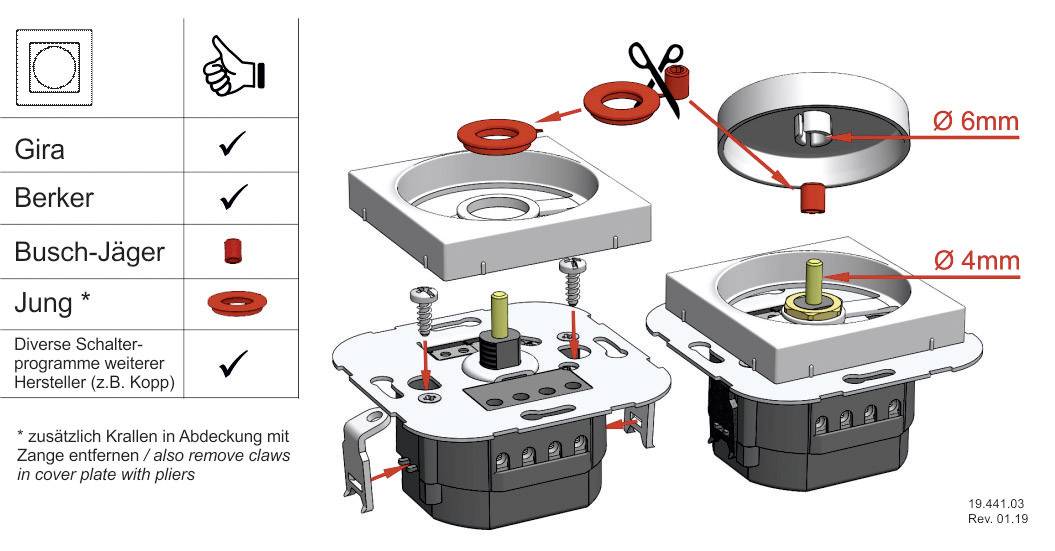 Ehmann 5591x0100 Drehdimmer Geeignet für Leuchtmittel: LED-Lampe, Halogenlampe, Glühlampe Weiß (RAL 9016)