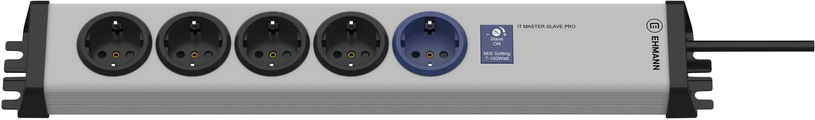 Ehmann 0214x00058341 Master/Slave-Steckdosenleiste Grau, Schwarz Schutzkontakt 1 St.