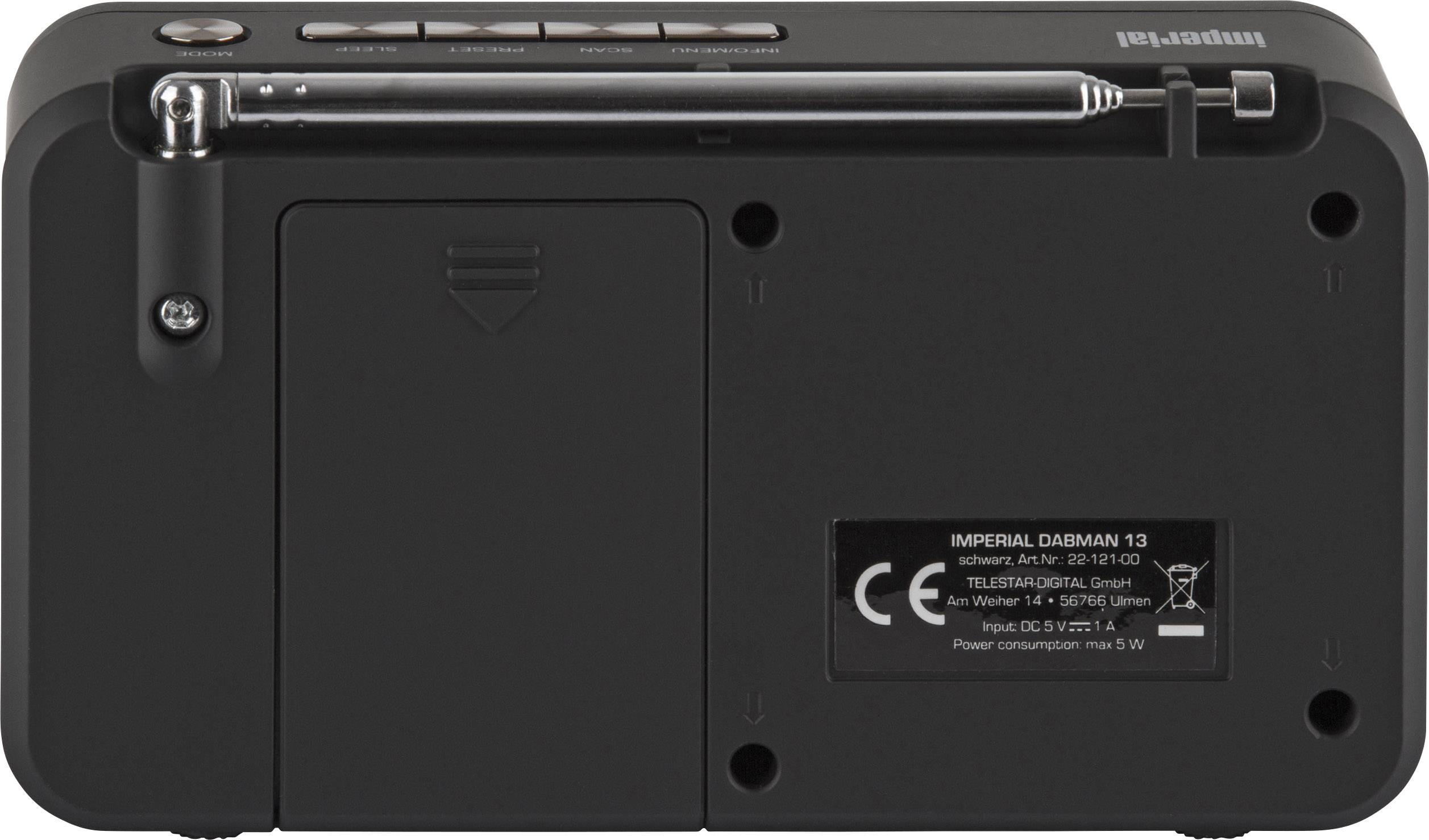 Imperial DABMAN 13 Radiowecker DAB+, UKW Akku-Ladefunktion Schwarz