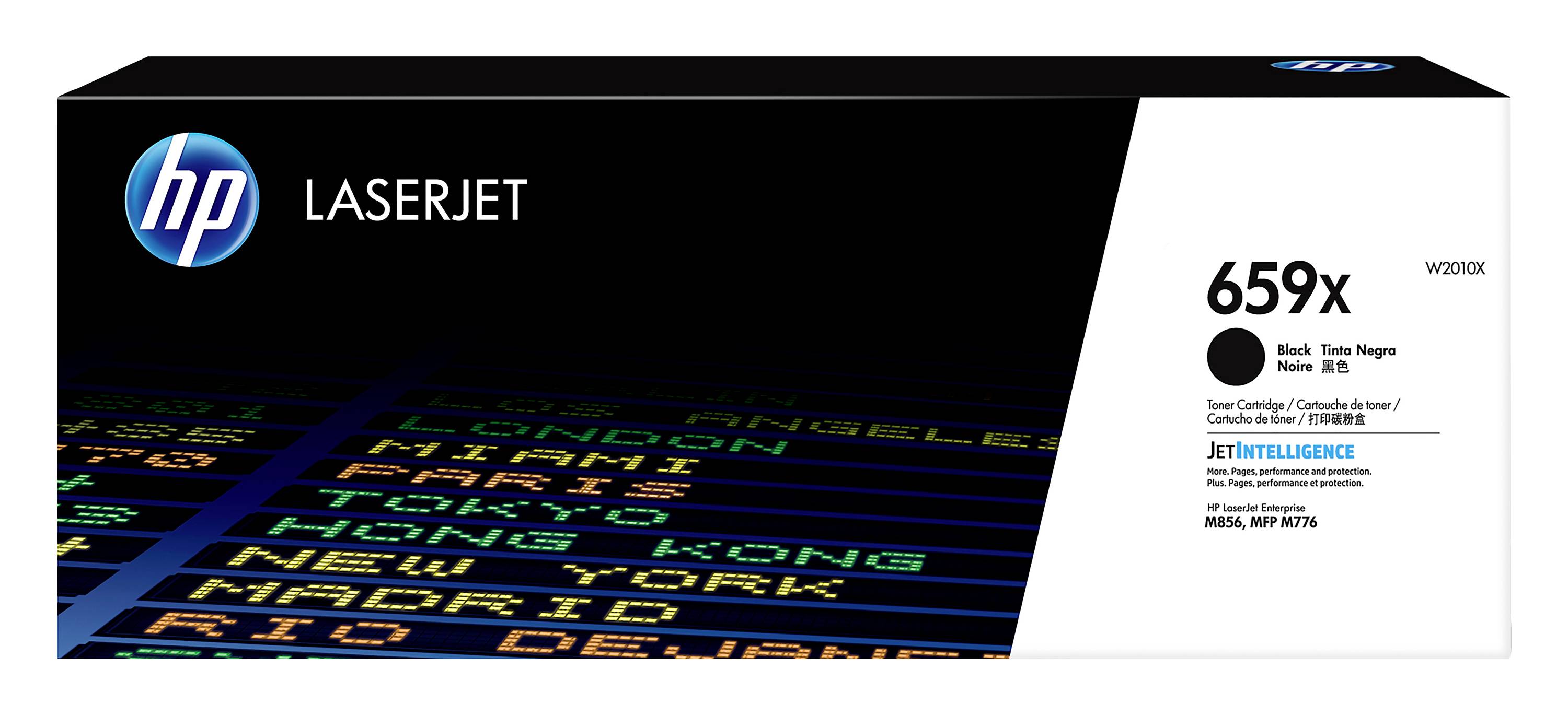 HP LaserJet Tonerbox für 659x schwarze Patrone, gekennzeichnet zur Verwendung in HP LaserJet und JetIntelligence Druckern.