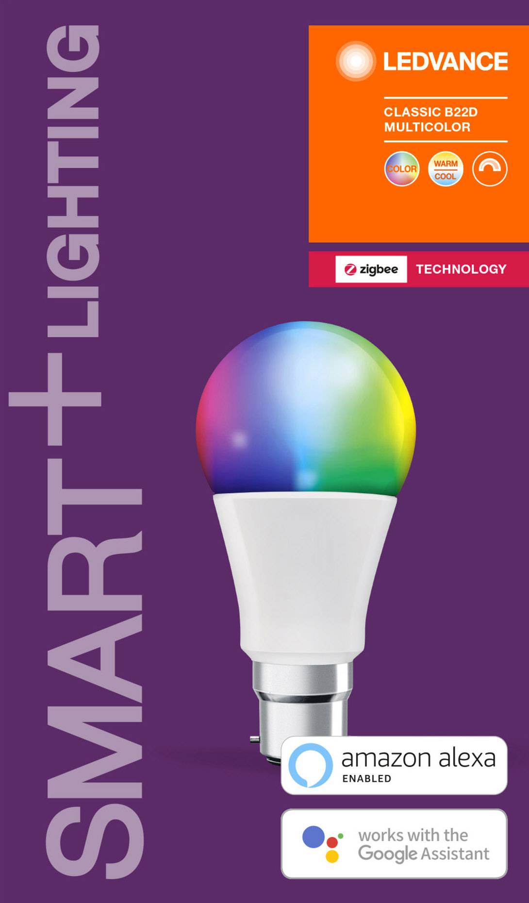 LEDVANCE SMART+ EEK: F (A - G) SMART+ ZB Classic Multicolour(2) BY22d 9 W RGBW