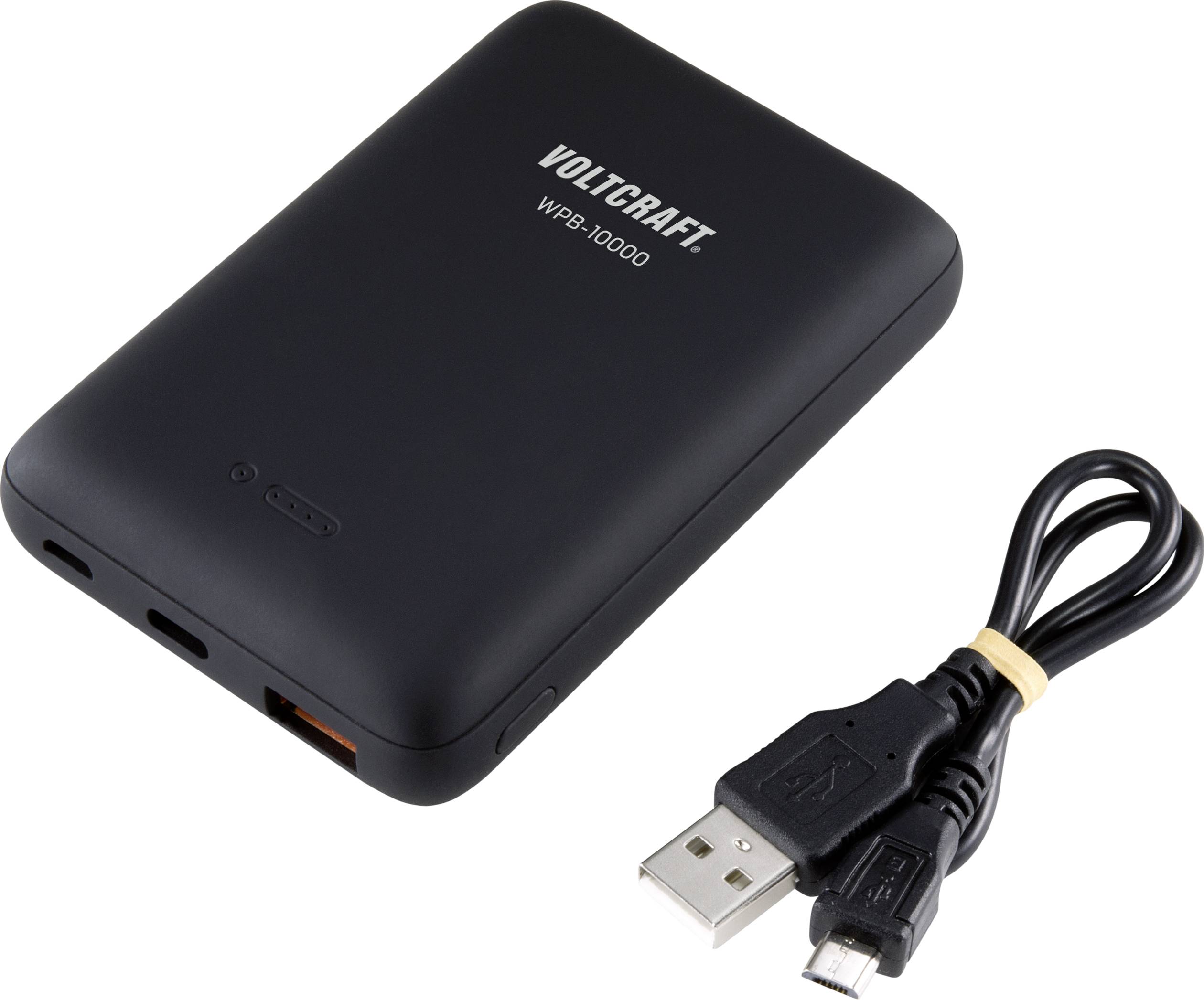 VOLTCRAFT VC-11015280 Wireless Powerbank 10000 mAh USB PD, Fast Charge LiPo Schwarz