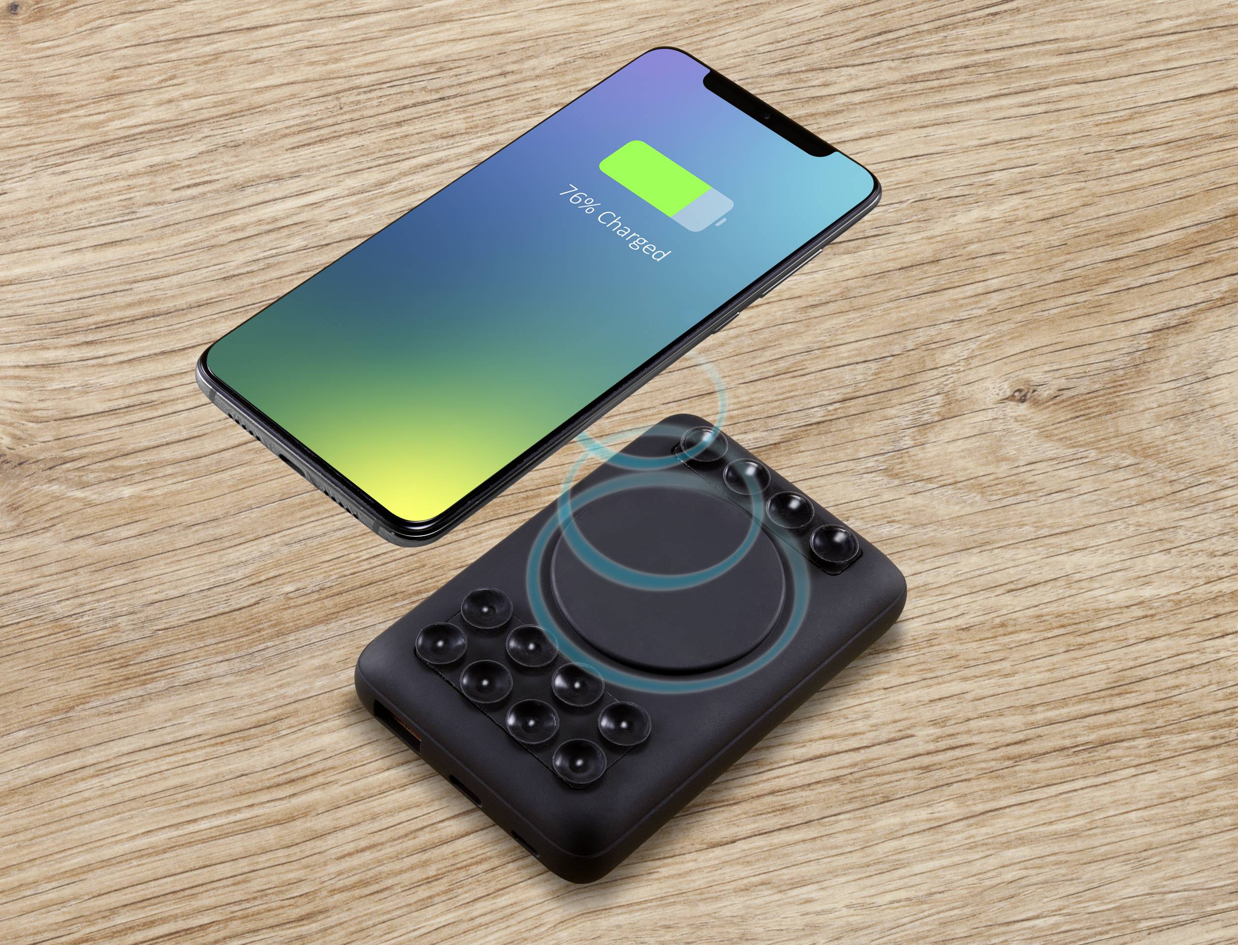 VOLTCRAFT VC-11015280 Wireless Powerbank 10000 mAh USB PD, Fast Charge LiPo Schwarz