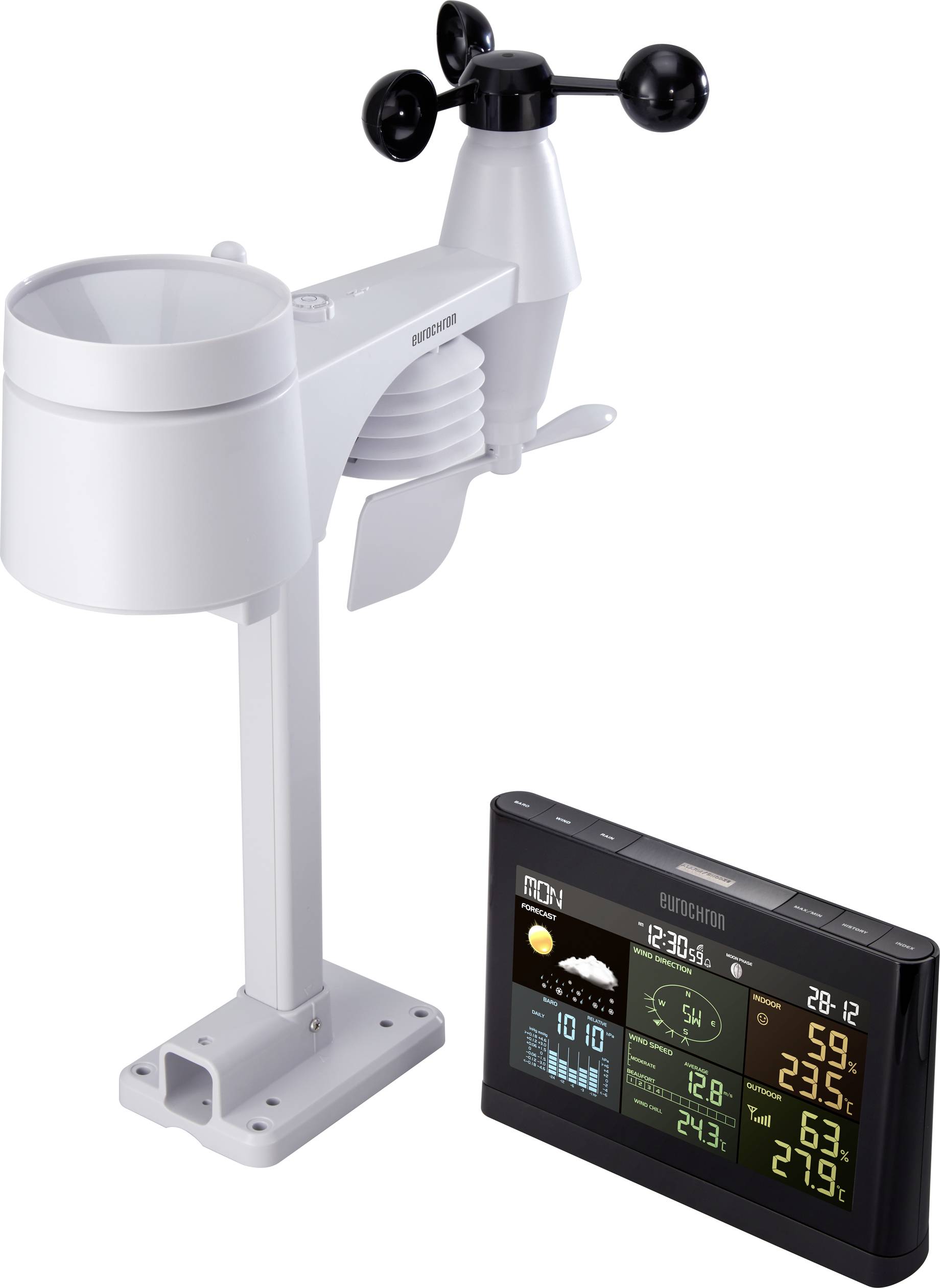 Eurochron EFWS 01002 Funk-Wetterstation Vorhersage für 12 bis 24 Stunden