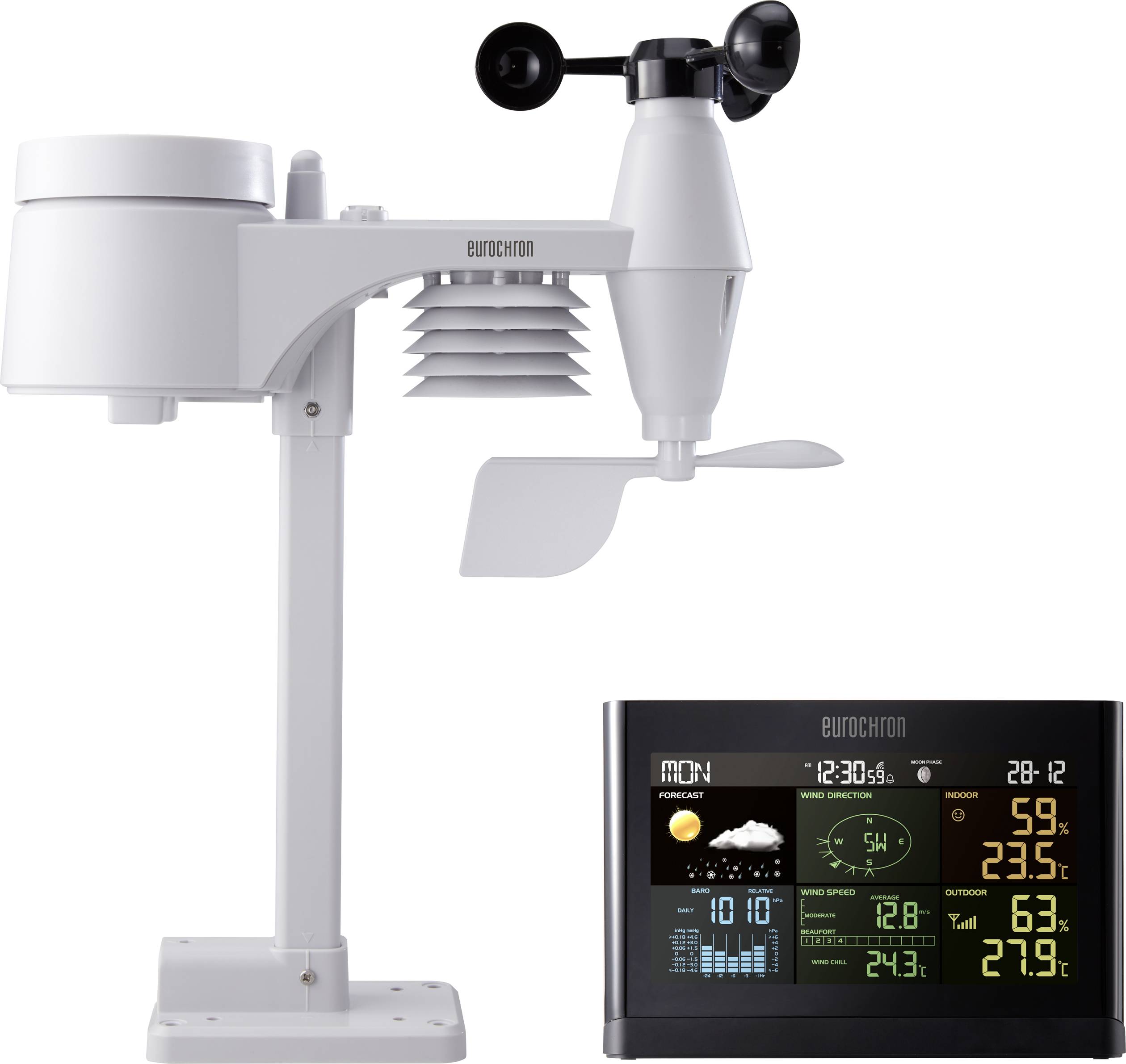 Eurochron EFWS 01002 Funk-Wetterstation Vorhersage für 12 bis 24 Stunden