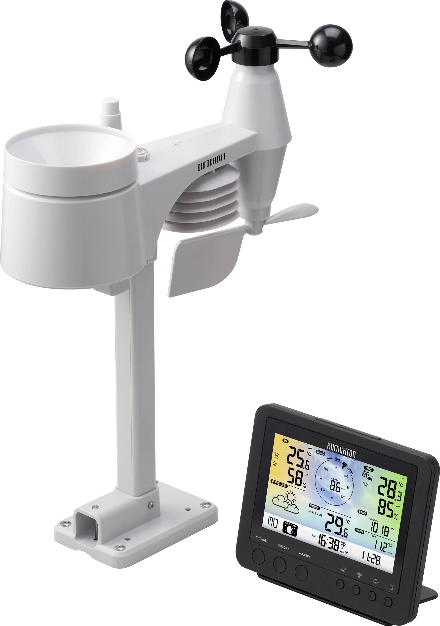 Eurochron EC-4406126 Funk-Wetterstation Vorhersage für 12 bis 24 Stunden Anzahl Sensoren max. 7 St.