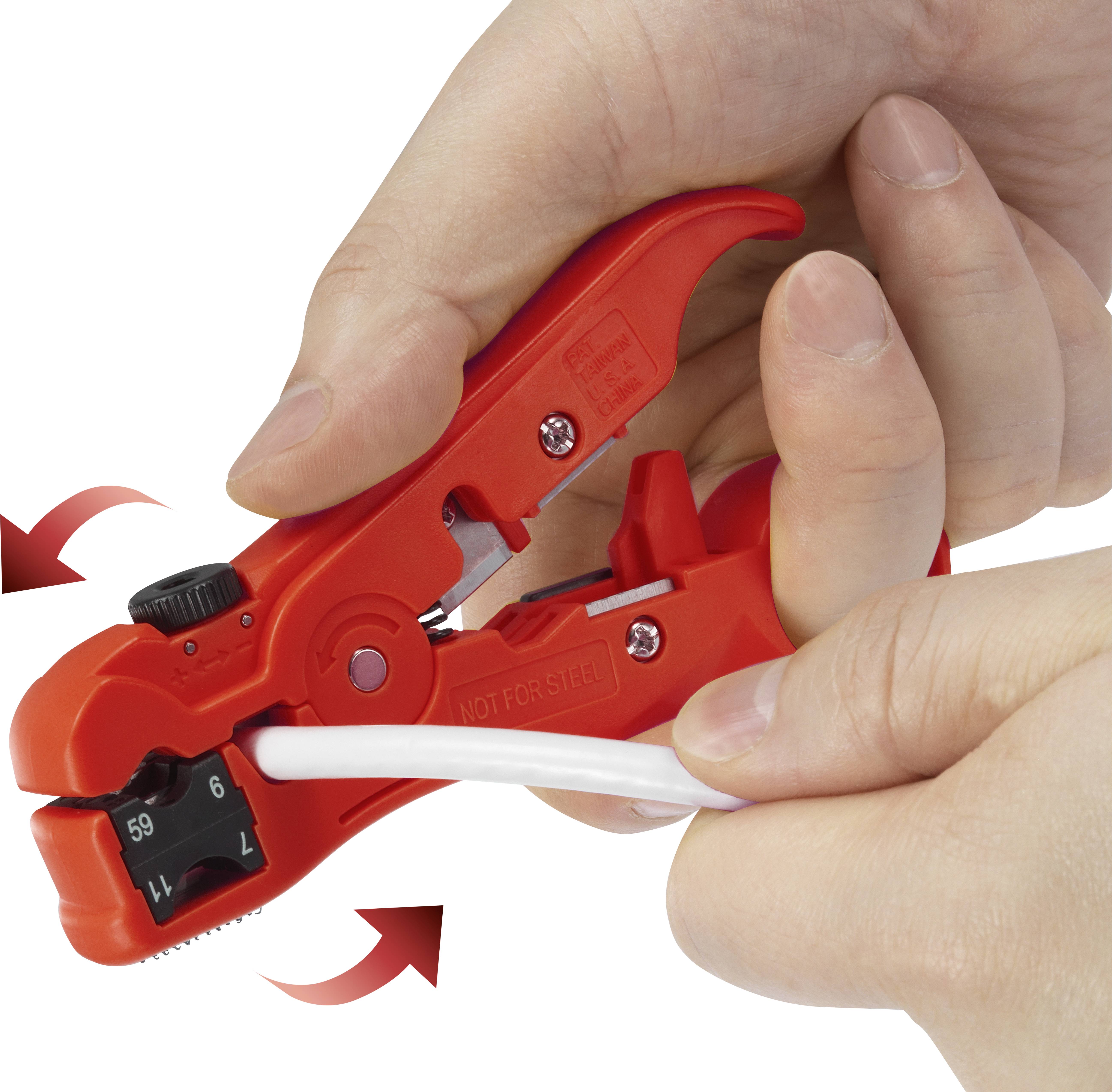 TOOLCRAFT TO-6609318 HSK-4132 Abisolierzange Geeignet für Koaxialkabel, Rundkabel