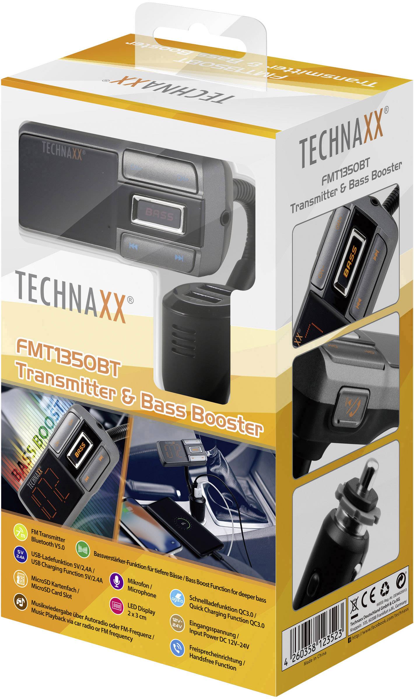 Technaxx FMT1350BT FM Transmitter inkl. Freisprechfunktion