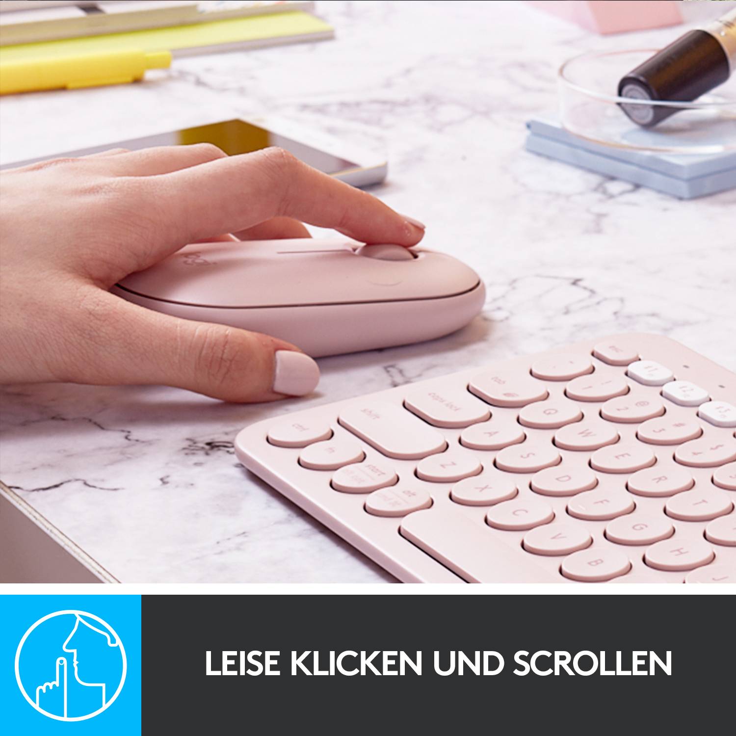 Logitech Pebble M350 Maus Bluetooth®, Funk Optisch Rosa 3 Tasten 1000 dpi Geräuscharme Tasten