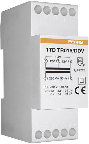 1TDTR015/DDV15VA Klingel-Transformator 12 V, 24V