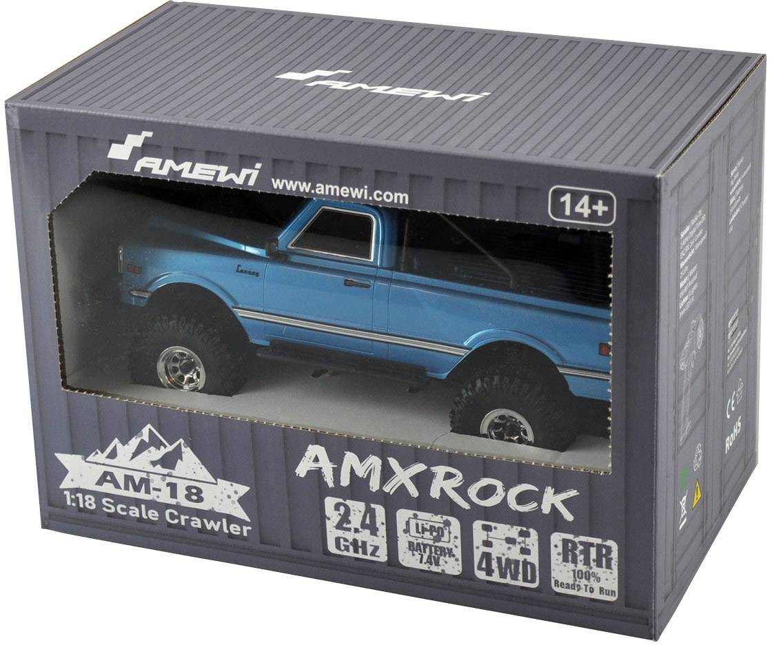 Amewi AMXRock AM18 Scale Brushed 1:18 RC Modellauto Elektro Geländewagen Allradantrieb (4WD) RtR 2,4 GHz inkl. Akku und Ladekabel
