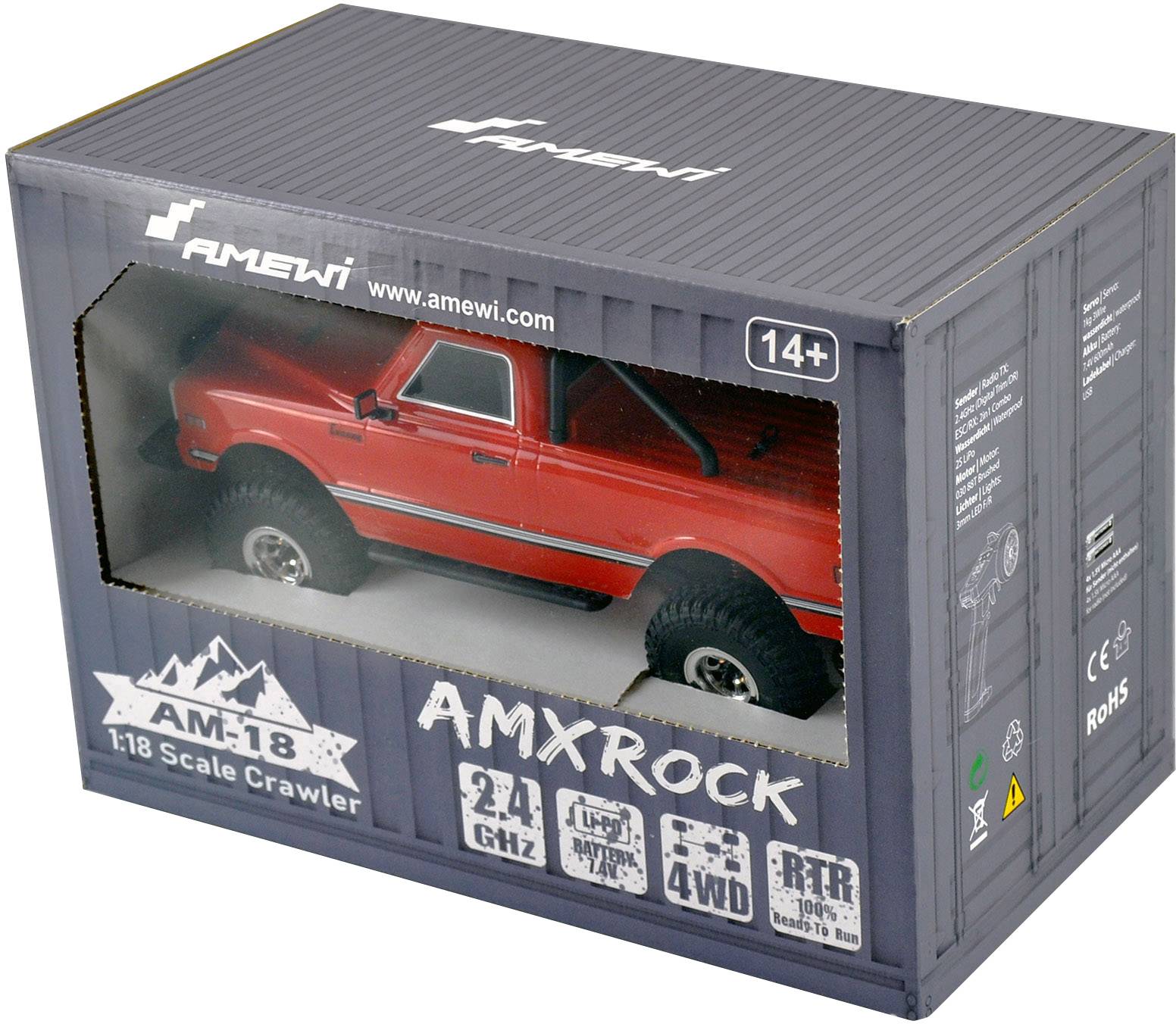 Amewi AMXRock AM18 Scale Brushed 1:18 RC Modellauto Elektro Geländewagen Allradantrieb (4WD) RtR 2,4 GHz inkl. Akku und Ladekabel