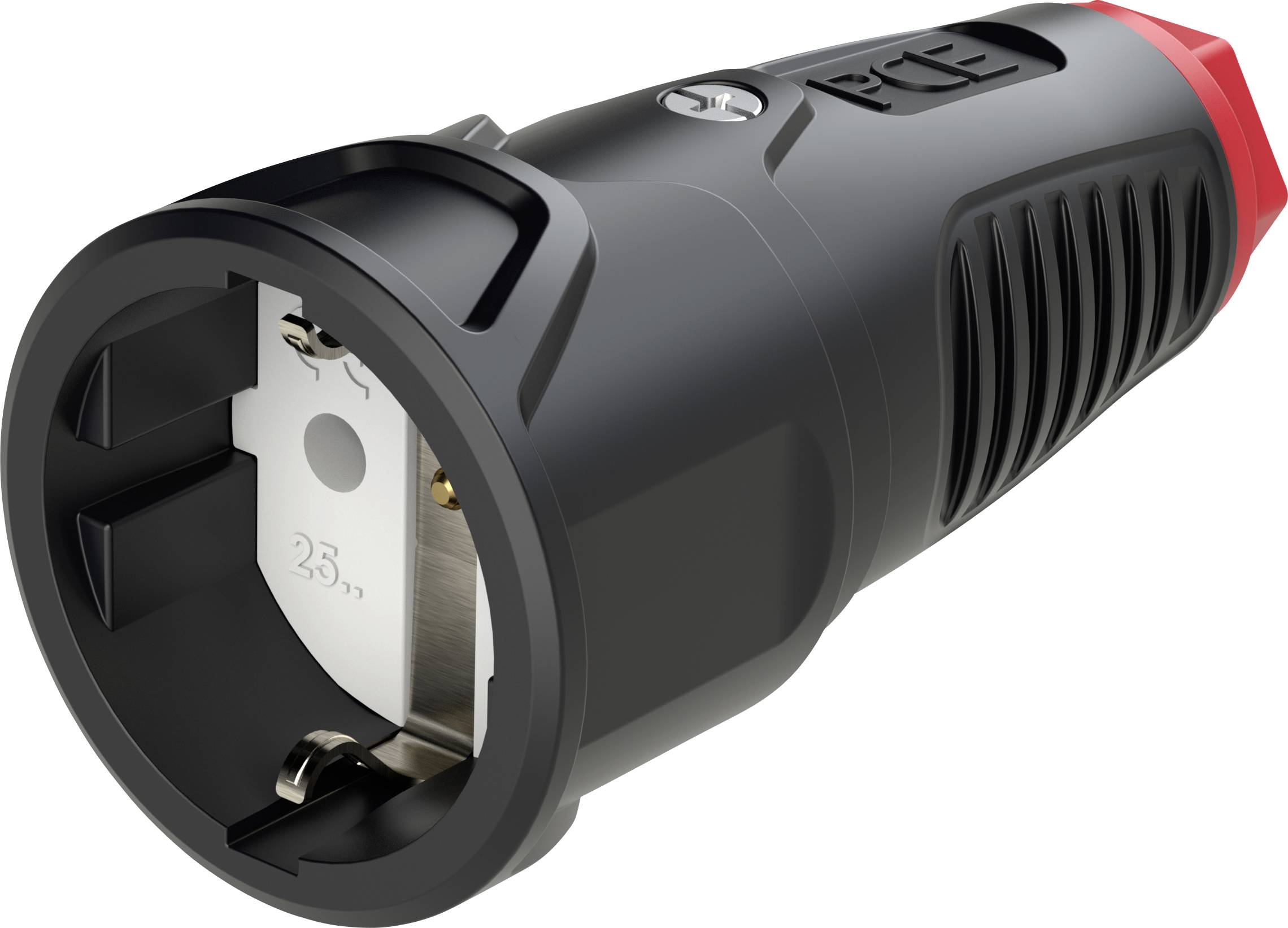 PCE 2510-sr Schutzkontaktkupplung Gummi, Thermoplast 250 V Schwarz, Rot