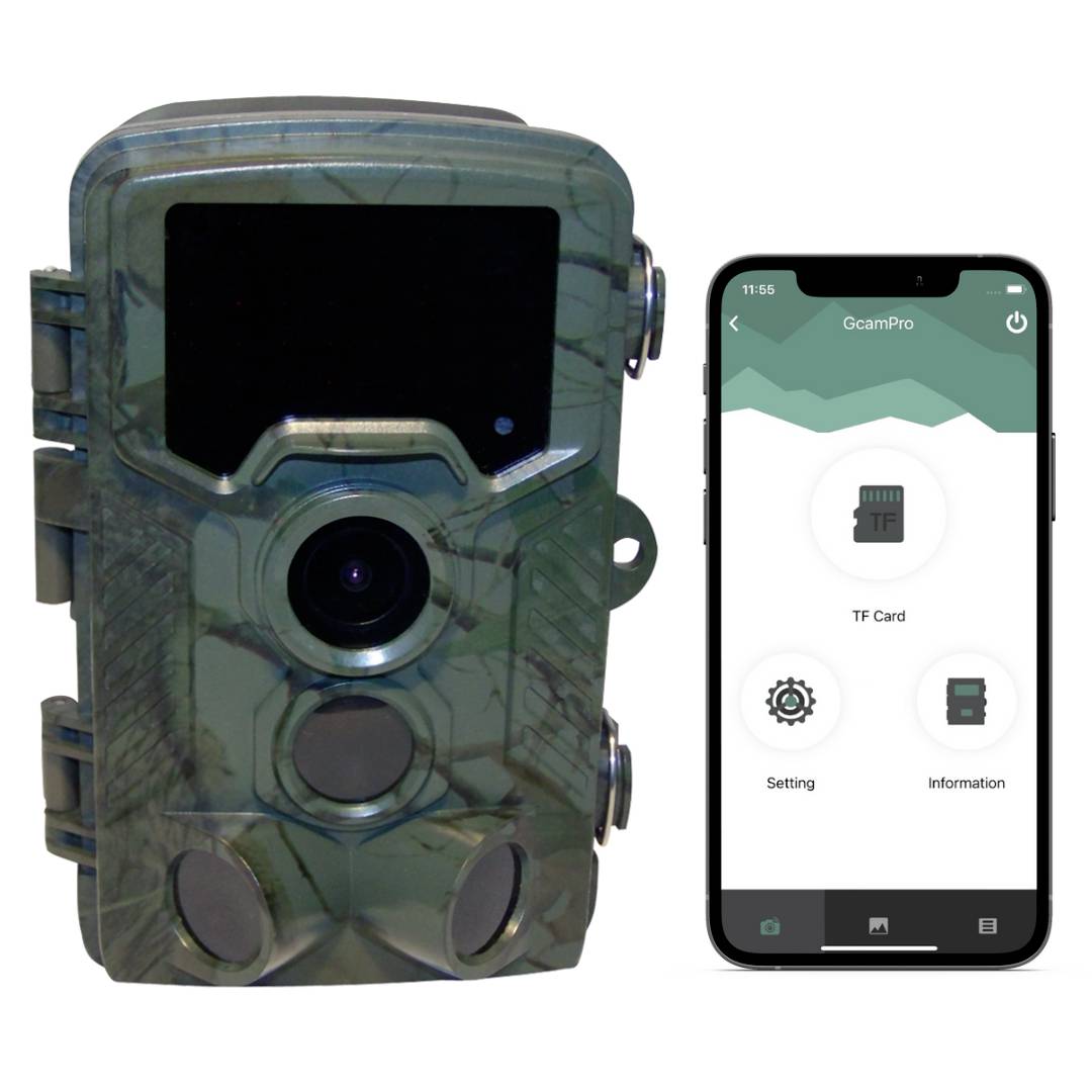 Berger & Schröter Wifi 4K Full HD 20MP Wildkamera Black LEDs, Tonaufzeichnung, WLAN, Zeitrafferfunktion Camouflage Grün