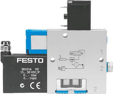 FESTO Vakuumsaugdüse VADM-45-P 162512 26.4 V/DC M5, Schalldämpfer Nennweite (Details) 0.45 mm Gehäusematerial Aluminium-Knetlegierung Dichtungsmate