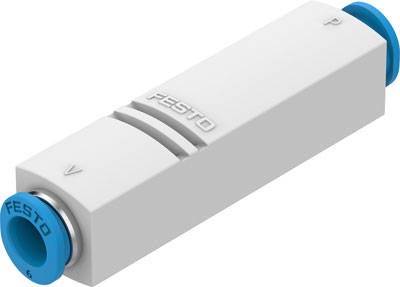 Ventil von Festo mit blauem und grauem Gehäuse, zeigt hohe Präzision und strapazierfähiges Design, geeignet für industrielle Anwendungen.