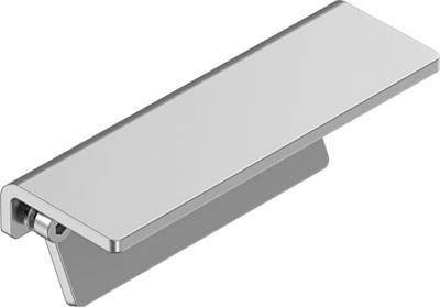 Metallgriff in rechteckiger Form mit schräger Befestigung, geeignet für Schubladen oder Schränke. Modernes, minimalistisches Design.