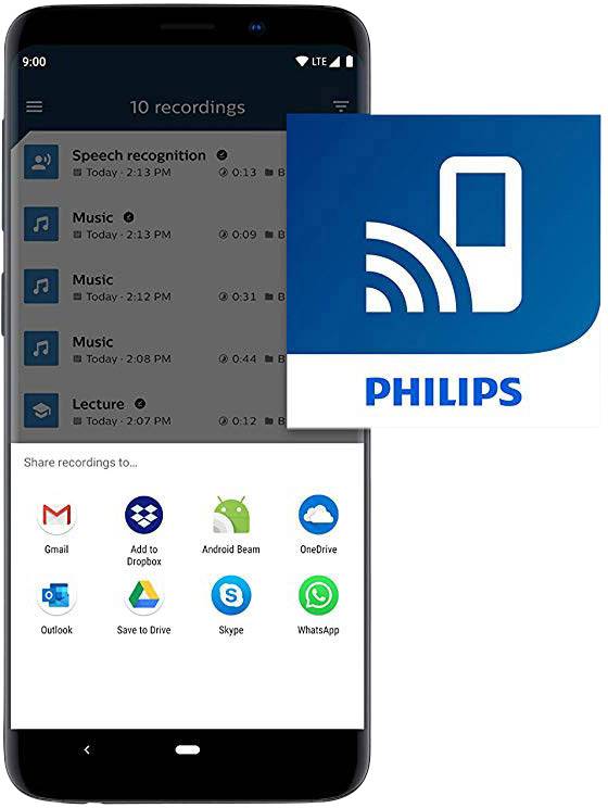 Philips DVT-7110 Digitales Diktiergerät Aufzeichnungsdauer (max.) 2147 h Anthrazit, Chrom