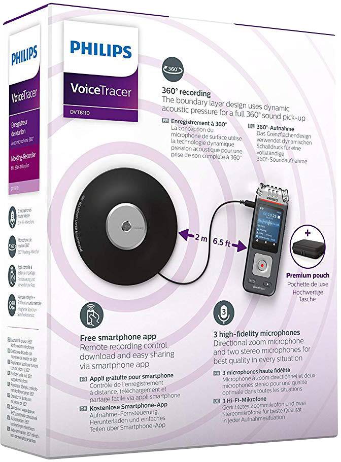 Philips DVT-8110 Digitales Diktiergerät Aufzeichnungsdauer (max.) 2147 h Anthrazit, Chrom