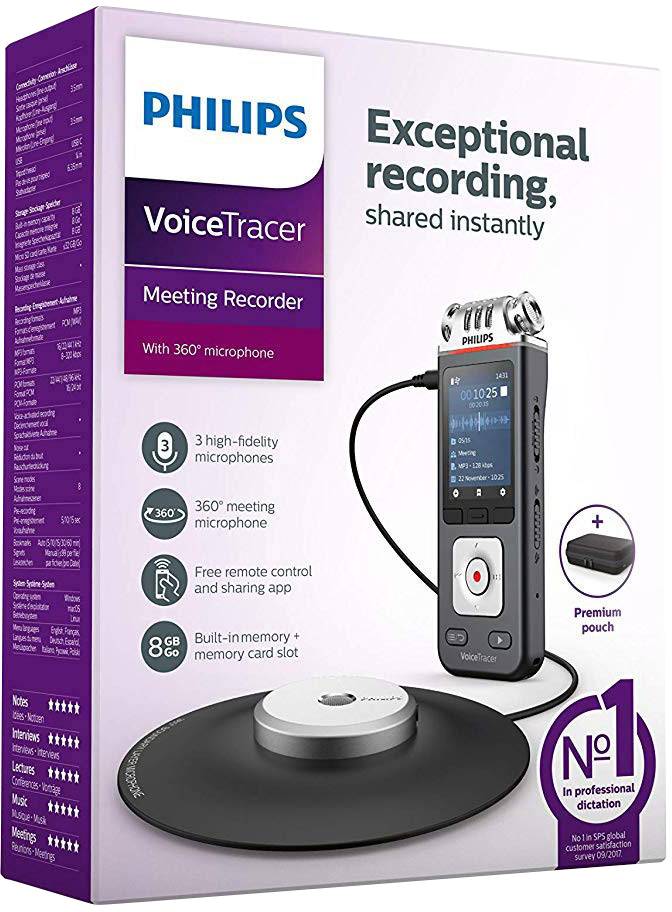 Philips DVT-8110 Digitales Diktiergerät Aufzeichnungsdauer (max.) 2147h Anthrazit, Chrom