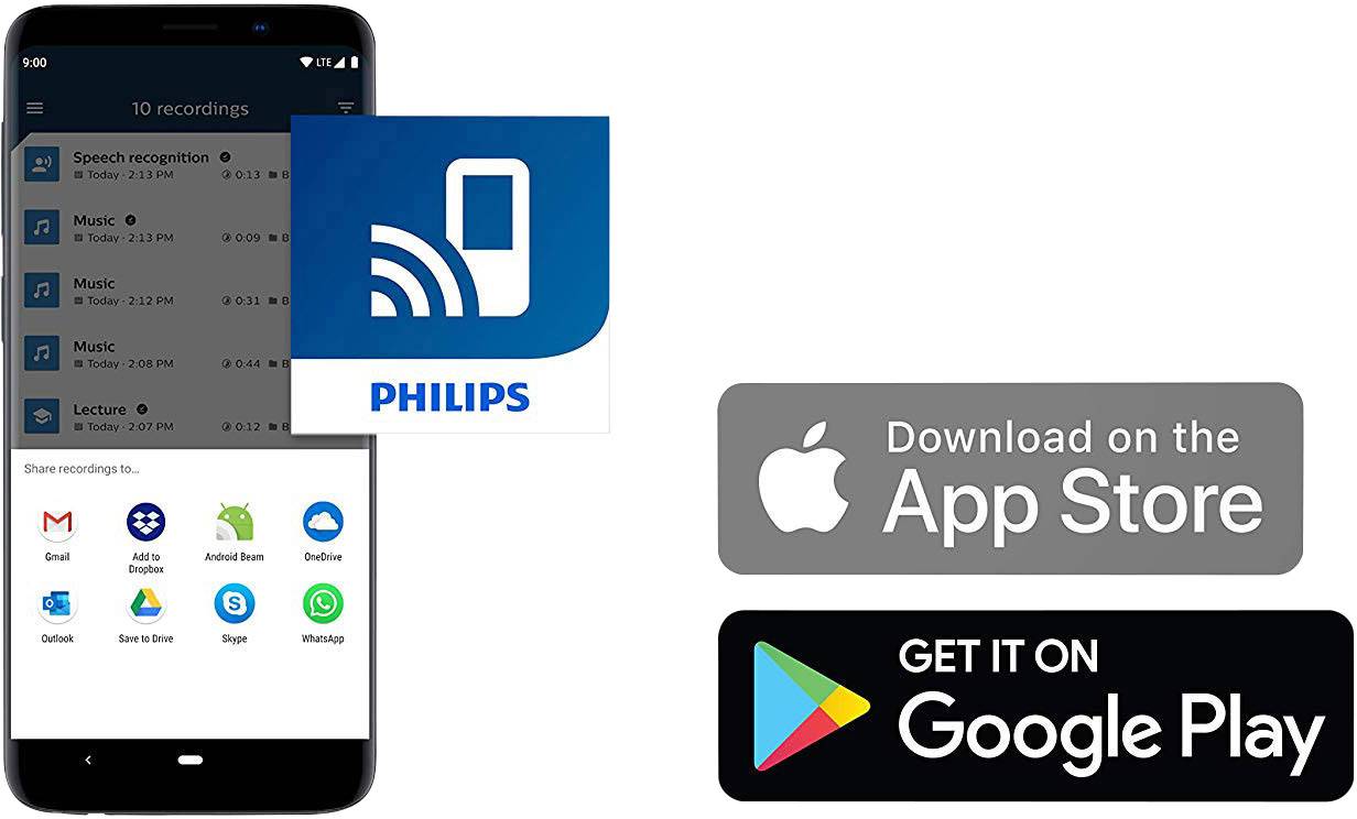 Philips DVT-8110 Digitales Diktiergerät Aufzeichnungsdauer (max.) 2147 h Anthrazit, Chrom