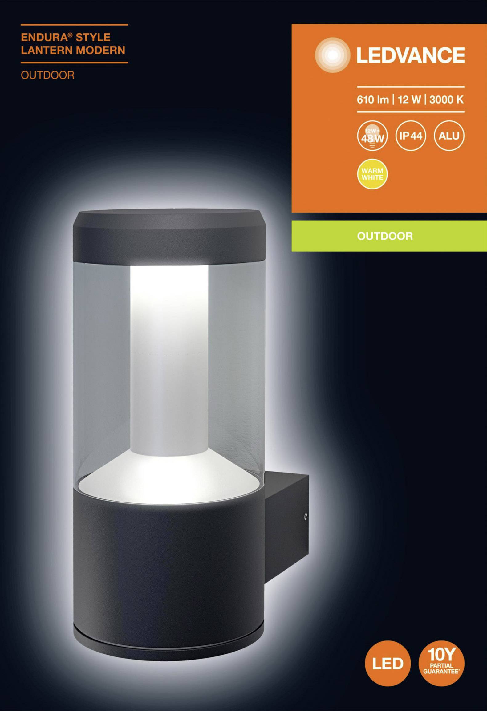 LEDVANCE ENDURA® STYLE LANTERN MODERN L 4058075205017 LED-Außenwandleuchte 12 W Dunkelgrau
