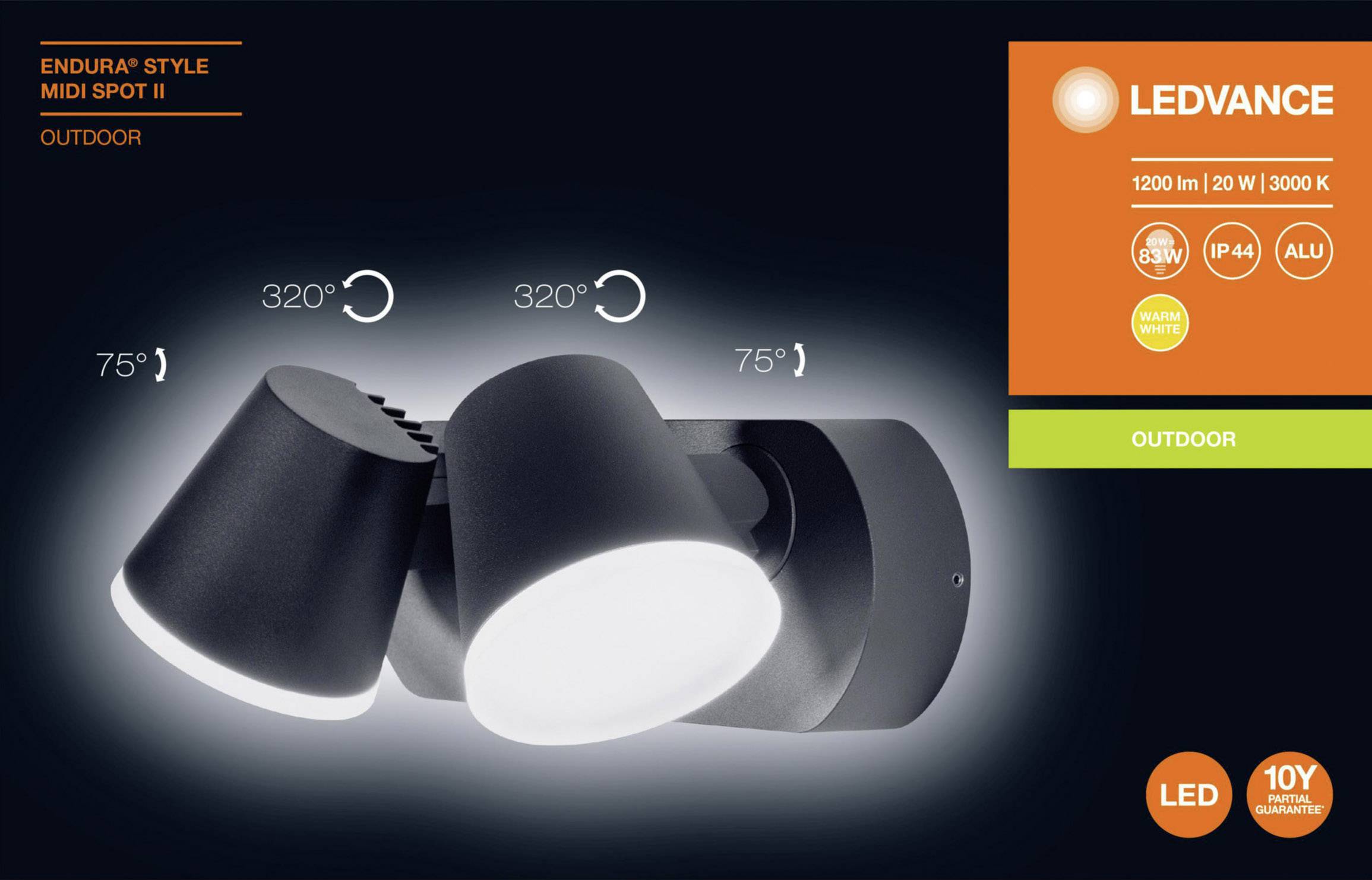 LEDVANCE ENDURA® STYLE MIDI SPOT L 4058075205499 LED-Außenstrahler 20 W