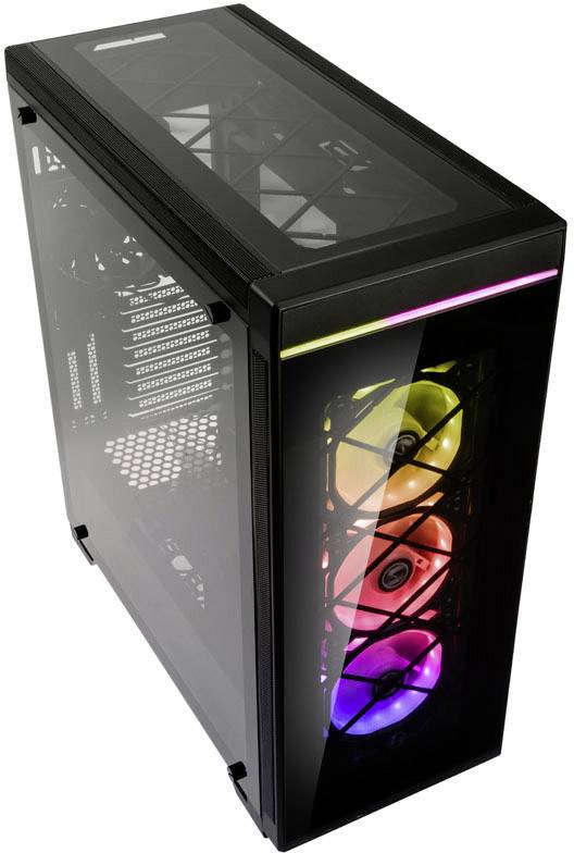 Lian Li Alpha 550X Midi-Tower Gehäuse Schwarz Seitenfenster, Staubfilter, 3 Vorinstallierte LED Lüfter, 1 vorinstallierter Lüfter