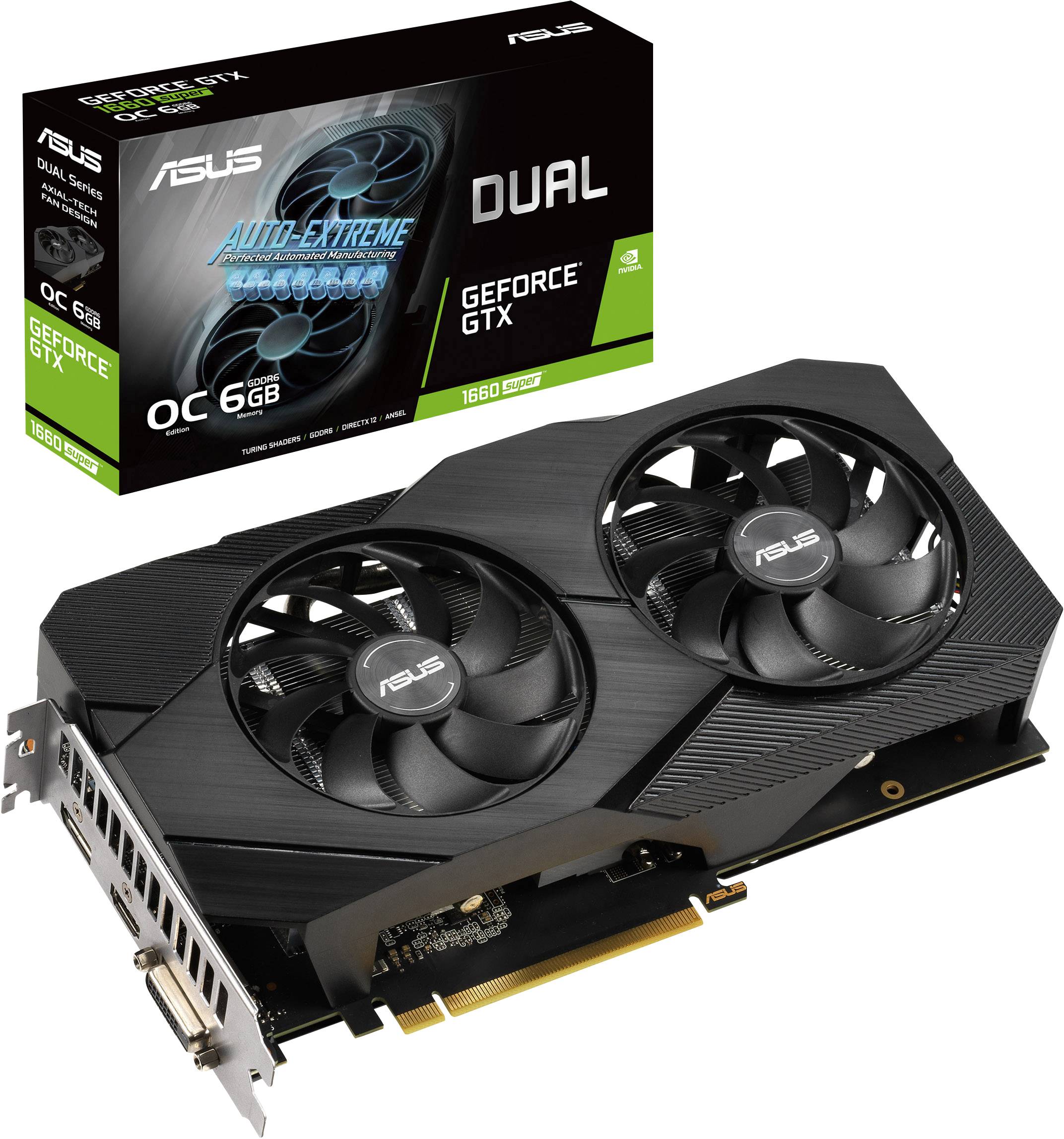 Asus Grafikkarte Nvidia GeForce GTX1660 Super SUPER EVO Overclocked 6 GB GDDR6-RAM PCIe x16 HDMI®, DisplayPort, DVI