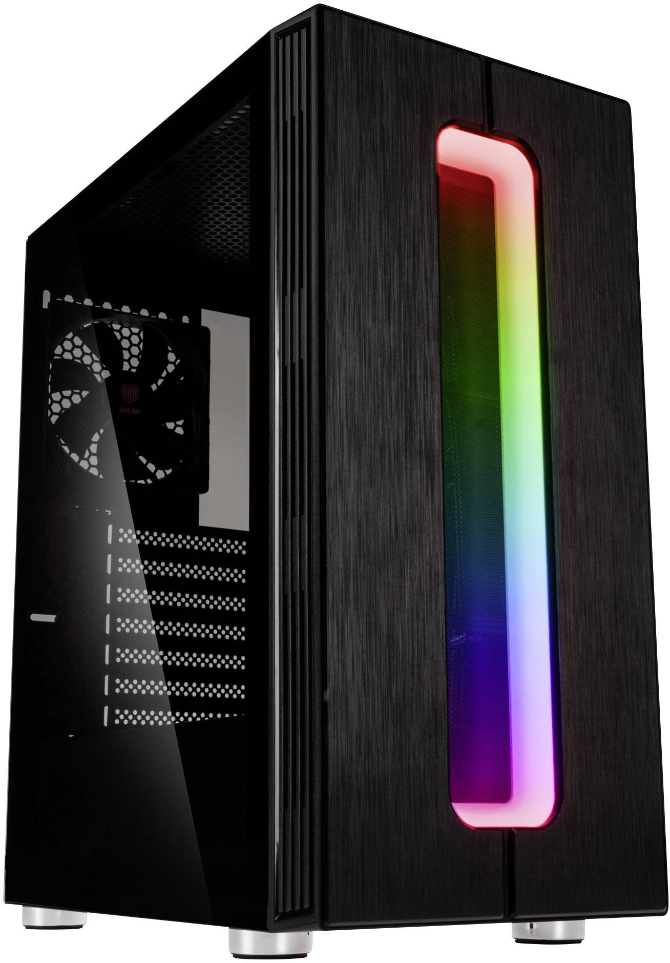 Kolink Nimbus RGB Midi-Tower PC-Gehäuse Schwarz 1 vorinstallierter Lüfter, Integrierte Beleuchtung, Seitenfenster, Staubfilter
