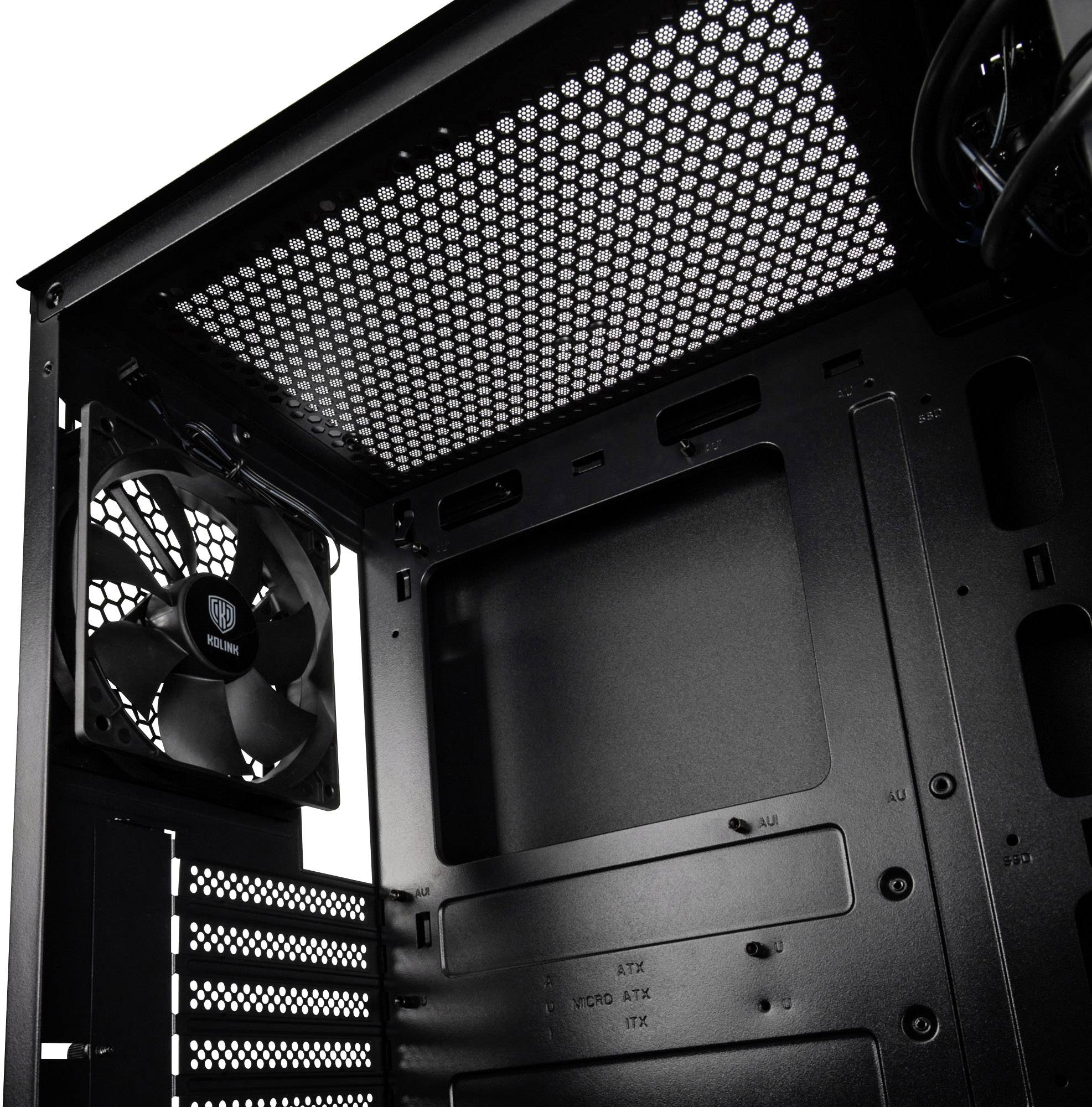 Kolink Nimbus RGB Midi-Tower PC-Gehäuse Schwarz 1 vorinstallierter Lüfter, Integrierte Beleuchtung