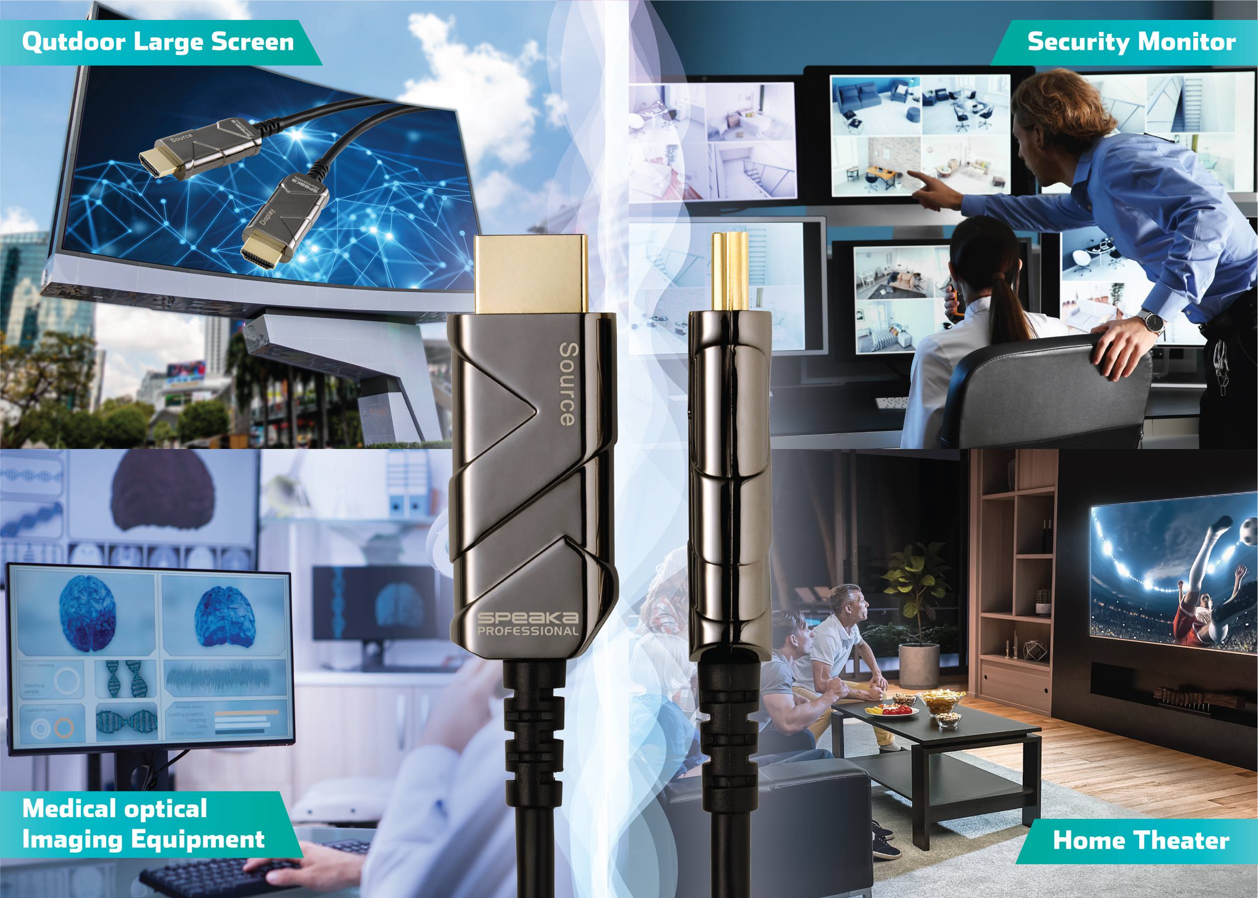 SpeaKa Professional HDMI Anschlusskabel HDMI-A Stecker, HDMI-A Stecker 50.00m Schwarz SP-8821972 8K UHD HDMI-Kabel