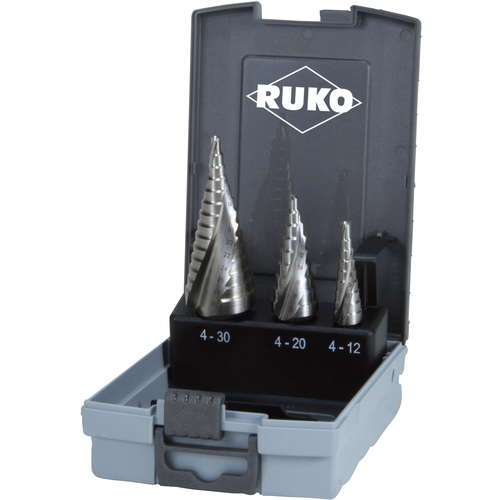 RUKO 101026RO Stufenbohrer-Set 3teilig 4 - 12 mm, 4 - 20 mm, 4 - 30mm HSS 3-Flächenschaft 1 Set
