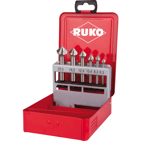 RUKO 102152E Kegelsenker-Set 6teilig 6.3 mm, 8.3 mm, 10.4 mm, 12.4 mm, 16.5 mm, 20.5mm HSSE-Co 5 Zylinderschaft 1 Set