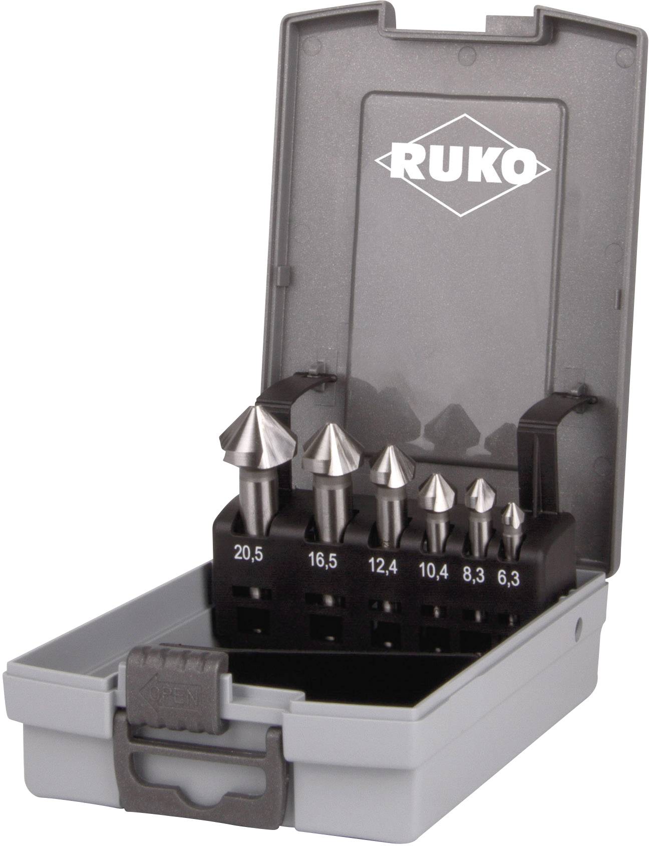 RUKO 102152RO Kegelsenker-Set 6teilig 6.3 mm, 8.3 mm, 10.4 mm, 12.4 mm, 16.5 mm, 20.5 mm HSS Zylind
