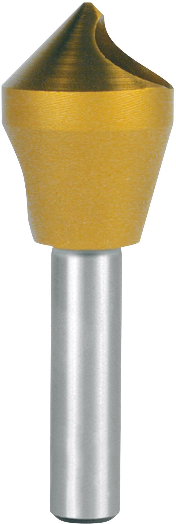 Ein goldener Kegelsenker mit metallischem Schaft, wird für das Entgraten und Senken von Bohrlöchern verwendet.